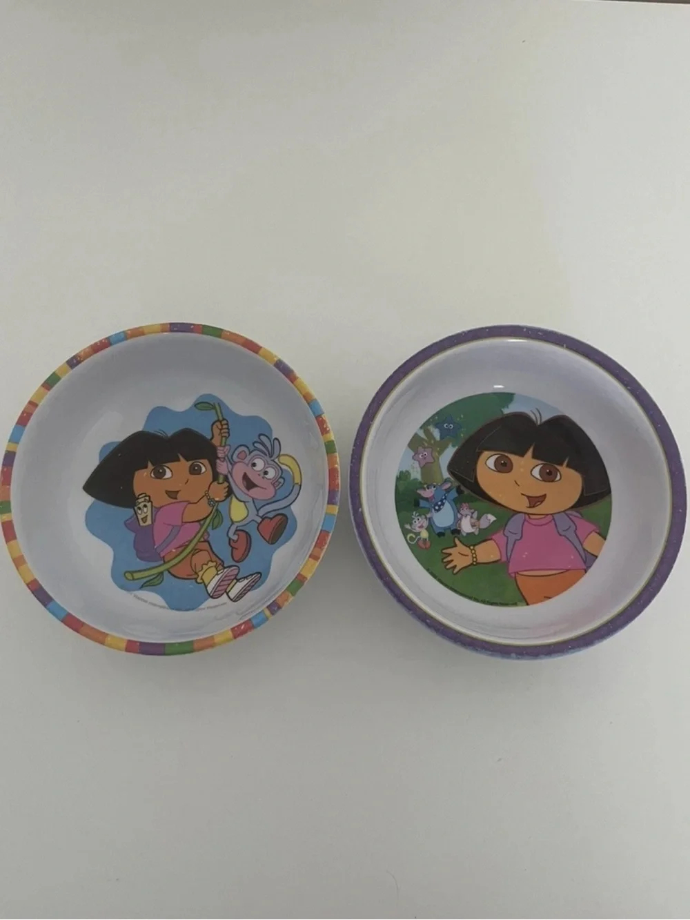 Lot Of 2 Zak Designs Vintage 2001 Dora The Explorer Melamine Cereal Bowls